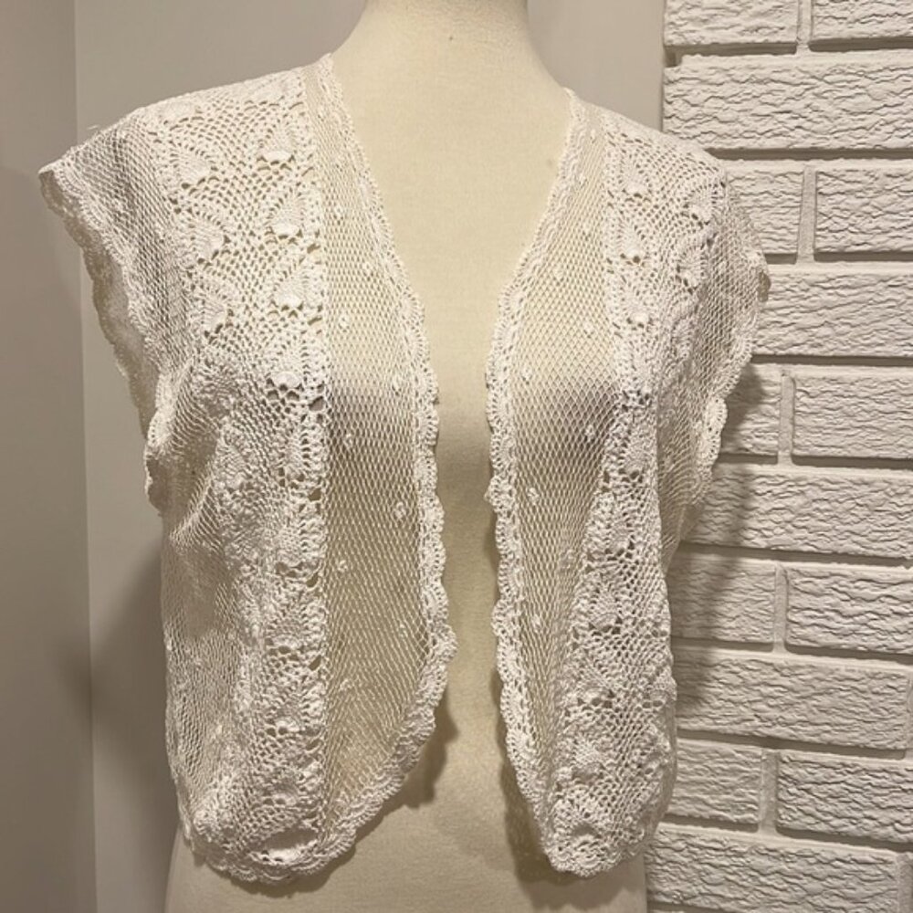 Hand-crocheted lace cotton, Vest, amazing pattern entirely handmade - Picture 3 of 11